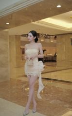Đầm Ống Ren Đính Nơ Tua Rua