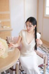 Đầm Lụa Suông Cổ V