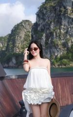 Đầm Ống Voan Tầng Viền Đá