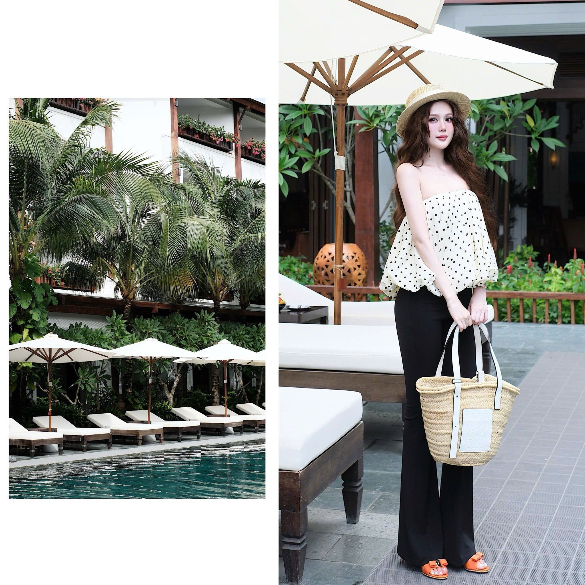 Set Áo Bí Chấm Bi Quần Loe