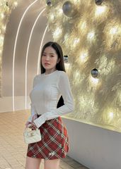 Chân Váy Caro 2 Túi Kèm Nịt