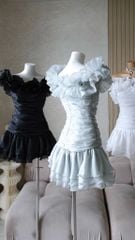 Đầm Voan Bẹt Vai Đính Bông