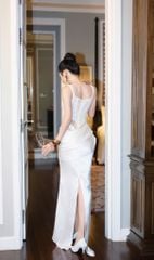 Đầm Lưới Phối Lụa Khoét 1 Bên