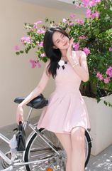 Đầm Xòe Balo Kèm Hoa