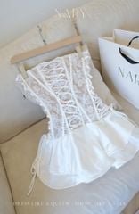 Đầm Lưới Đan Dây Phối Lụa