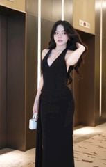 Đầm Yếm Hở Lưng Kèm Bướm