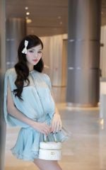 Đầm Voan Phồng Đính Nơ