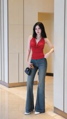 Áo Thun Cổ Đổ Hở Lưng
