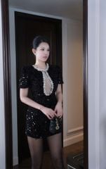 Đầm Kim Sa Viền Đá Khoét Ngực