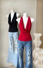 Áo Thun Cổ Đổ Hở Lưng