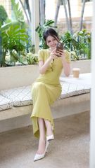 Đầm Thun Viền Bèo Tay Con
