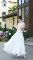 Đầm Lưới Phối Voan Kết Hoa