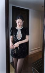 Đầm Kim Sa Viền Đá Khoét Ngực