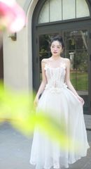 Đầm Lưới Phối Voan Kết Hoa