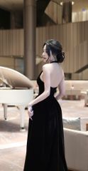 Đầm Nhung Yếm Kèm Nơ
