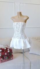 Đầm Lưới Đan Dây Phối Lụa