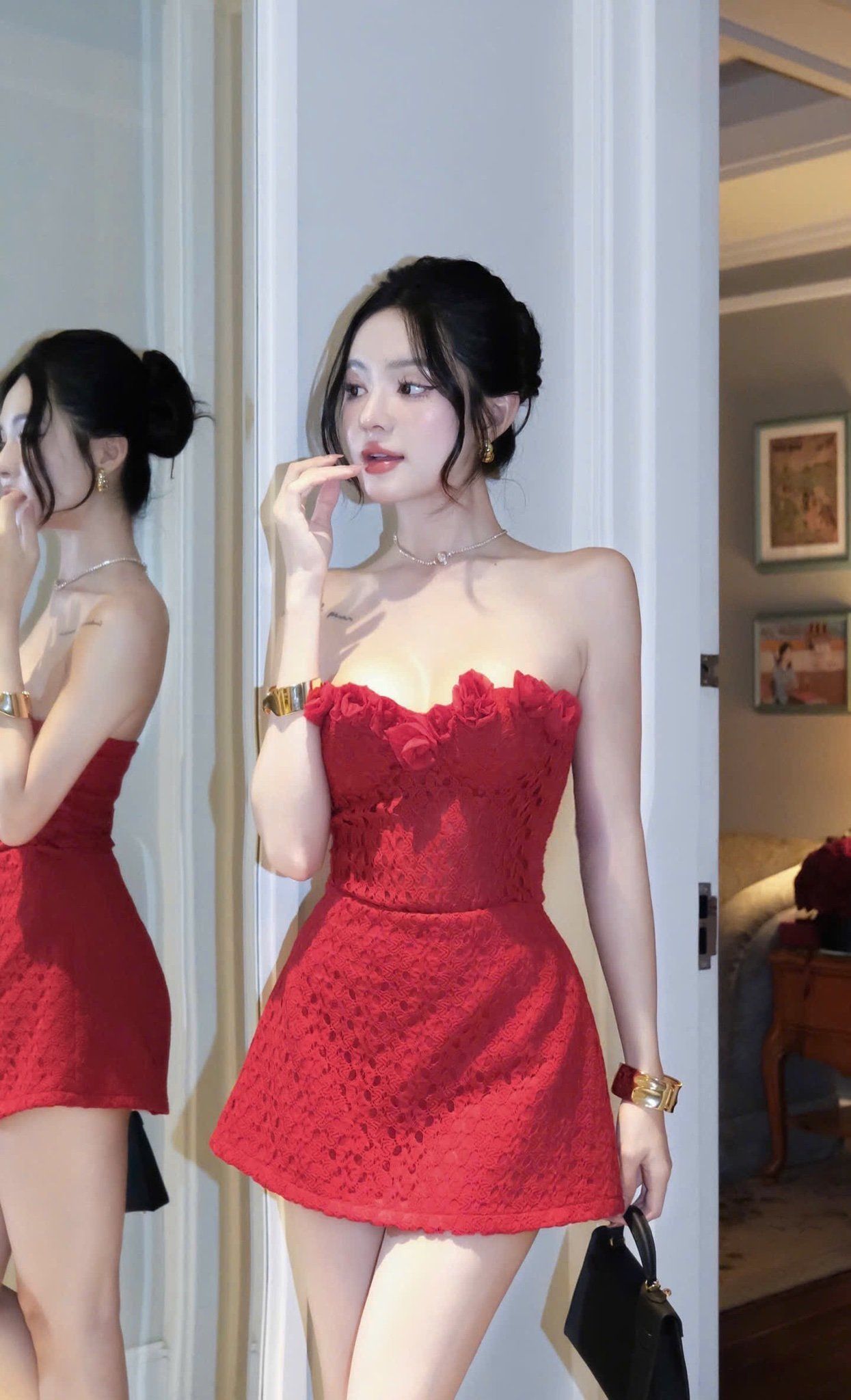 Đầm Ống Xòe Viền Bông