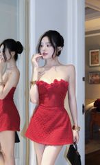 Đầm Ống Xòe Viền Bông