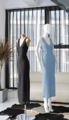 Đầm Thun Cổ V Đính Hoa