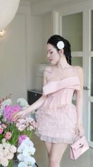 Đầm Tầng Xéo Đính Nơ