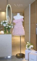 Đầm Tầng Xéo Đính Nơ