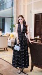 Đầm Chấm Bi Dài Cột Yếm