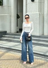 Quần Jean Wide Open Legs Pleat
