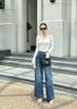 Quần Jean Wide Open Legs Pleat