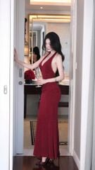 Đầm Yếm Hở Lưng Kèm Bướm