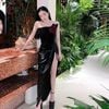 Đầm Nhung Cúp Xẻ