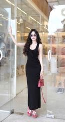 Đầm Thun Cổ U Đắp Chéo