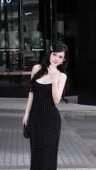 Đầm Balo Dài Chấm Bi