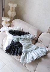 Đầm Voan Bẹt Vai Đính Bông