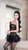 Đầm Lưới Đan Dây Phối Lụa