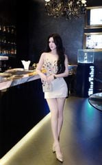 Đầm Lưới Kim Sa Phối Lụa