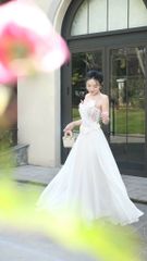 Đầm Lưới Phối Voan Kết Hoa