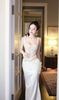 Đầm Lưới Phối Lụa Khoét 1 Bên