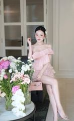 Đầm Tầng Xéo Đính Nơ