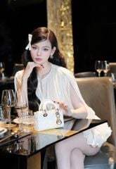 Đầm Voan Phồng Đính Nơ