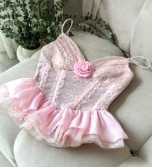 Áo Ren Phối Voan Đính Hoa