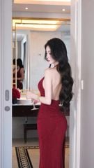 Đầm Yếm Hở Lưng Kèm Bướm