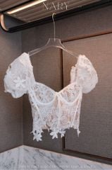Áo Lưới Nền Ren Tay Phồng