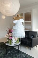 Đầm Tầng Xéo Đính Nơ