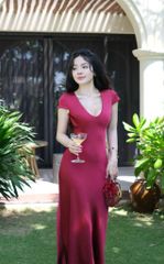 Đầm Lụa Suông Cổ V