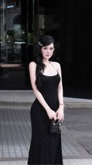 Đầm Balo Dài Chấm Bi
