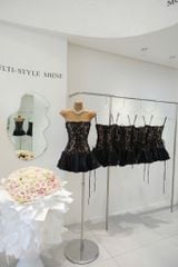 Đầm Lưới Đan Dây Phối Lụa