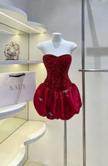 Đầm Cúp Bí Kim Sa Nơ Đá