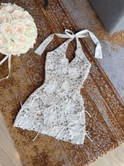 Đầm Cột Yếm Hoa Đính Nơ