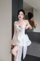 Đầm Voan Kèm Charm Đính Nơ