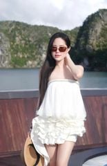 Đầm Ống Voan Tầng Viền Đá